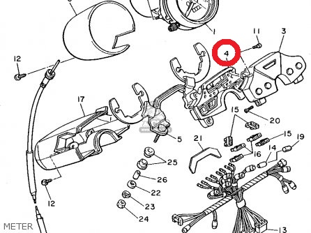 Yamaha XV750 / XV1100 '88> CASE INNER ( DASH LIGHTS & FUSES )  Yamaha XV750 / XV1100 '88> CASE INNER ( DASH LIGHTS & FUSES )